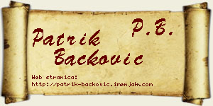 Patrik Backović vizit kartica